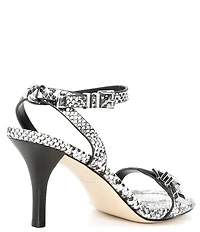 Michael Kors Darrington Leather Snake Print Buckle Hardware Ankle Strap Sandals