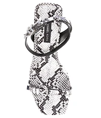 Michael Kors Darrington Leather Snake Print Buckle Hardware Ankle Strap Sandals