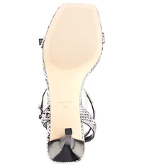 Michael Kors Darrington Leather Snake Print Buckle Hardware Ankle Strap Sandals