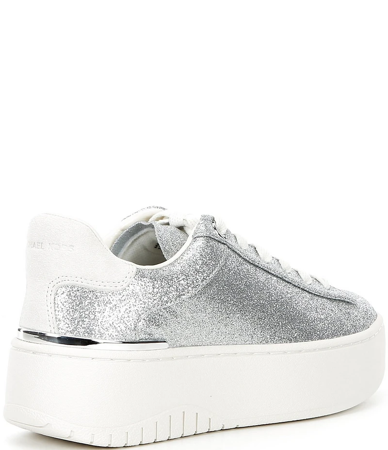 Michael Kors Dottie Glitter Leather and Suede Lace Up Sneakers