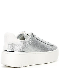 Michael Kors Dottie Glitter Leather and Suede Lace Up Sneakers