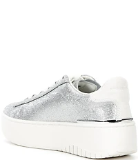 Michael Kors Dottie Glitter Leather and Suede Lace Up Sneakers