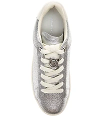 Michael Kors Dottie Glitter Leather and Suede Lace Up Sneakers