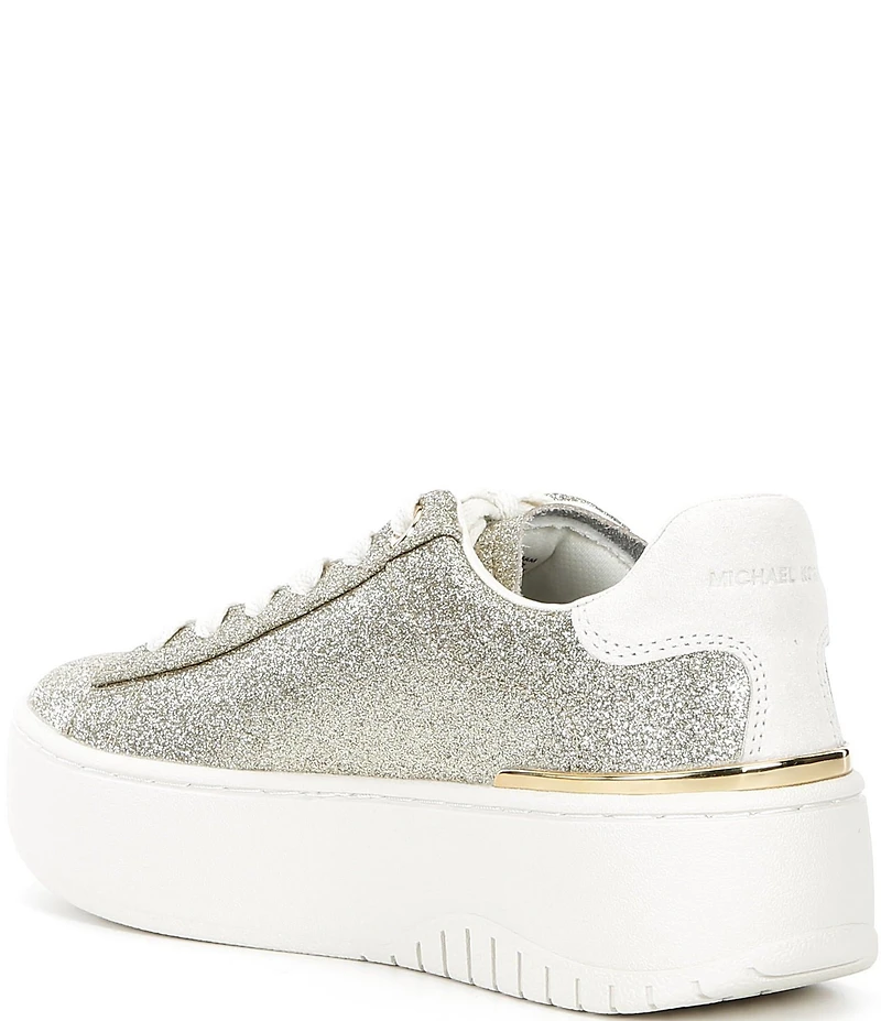 Michael Kors Dottie Glitter Leather and Suede Lace Up Sneakers