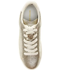 Michael Kors Dottie Glitter Leather and Suede Lace Up Sneakers