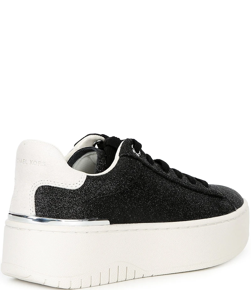 Michael Kors Dottie Glitter Leather and Suede Lace Up Sneakers