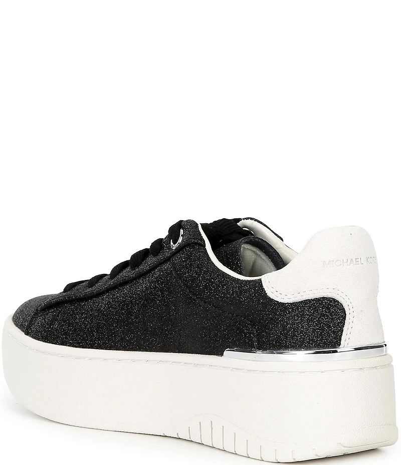 Michael Kors Dottie Glitter Leather and Suede Lace Up Sneakers