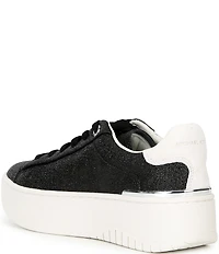 Michael Kors Dottie Glitter Leather and Suede Lace Up Sneakers