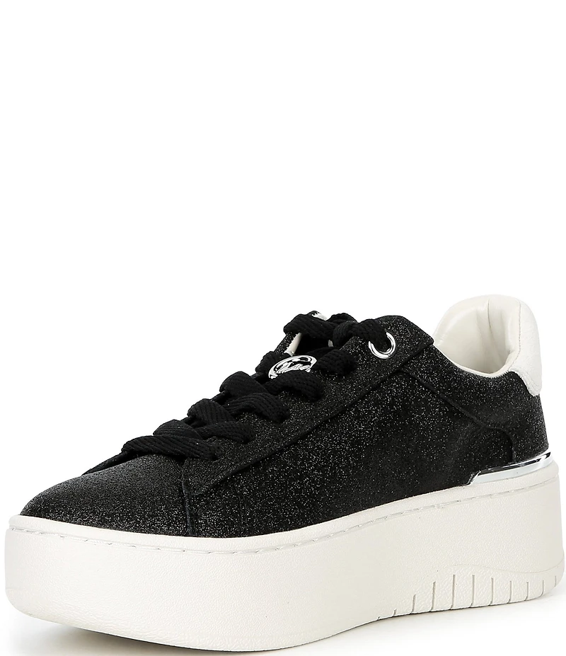 Michael Kors Dottie Glitter Leather and Suede Lace Up Sneakers