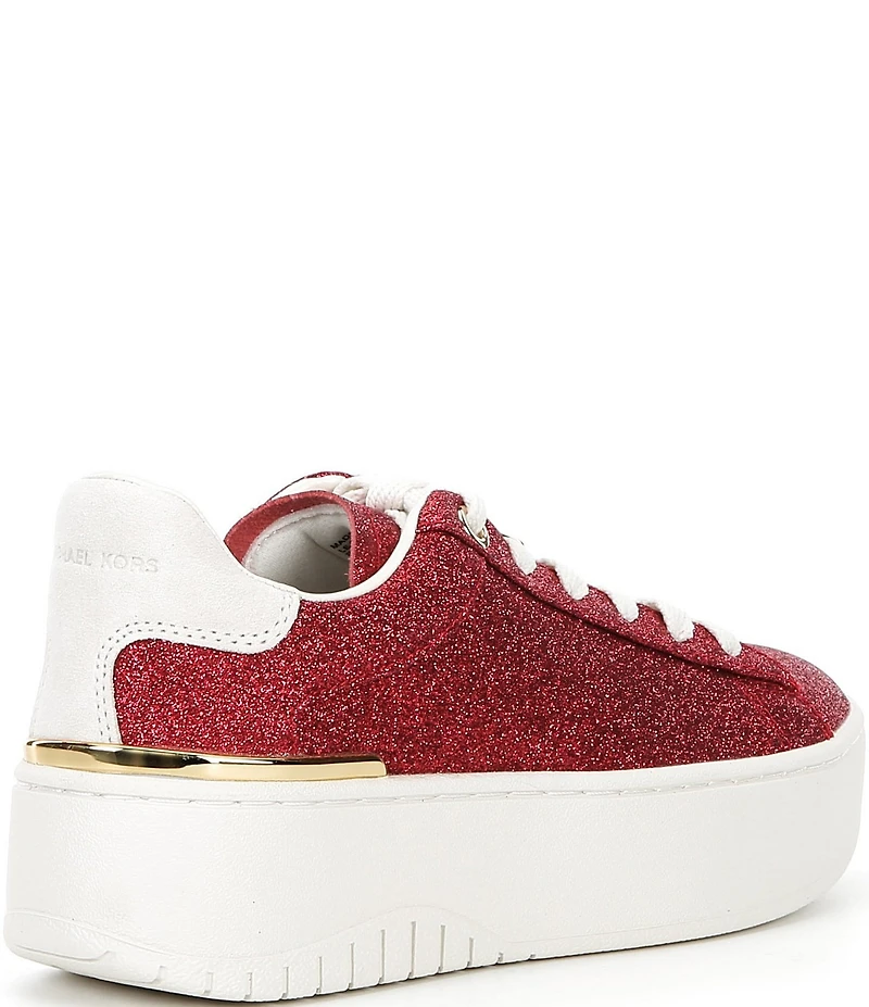 Michael Kors Dottie Glitter Leather and Suede Lace Up Sneakers