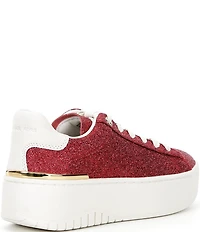 Michael Kors Dottie Glitter Leather and Suede Lace Up Sneakers