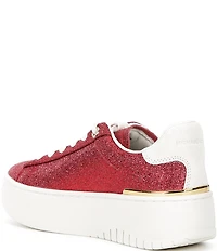 Michael Kors Dottie Glitter Leather and Suede Lace Up Sneakers