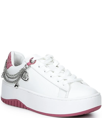 Michael Kors Dottie Leather Heart Chain Platform Sneakers
