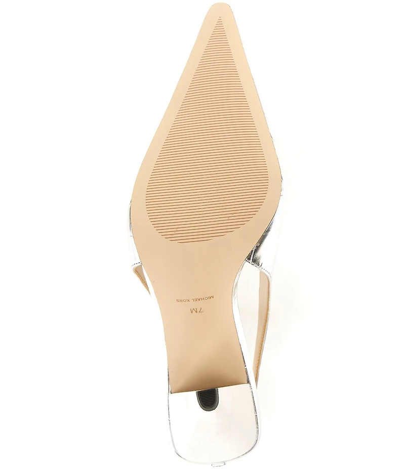 Michael Kors Electra Croco Embossed Metallic Leather High Heel Slingback Pumps
