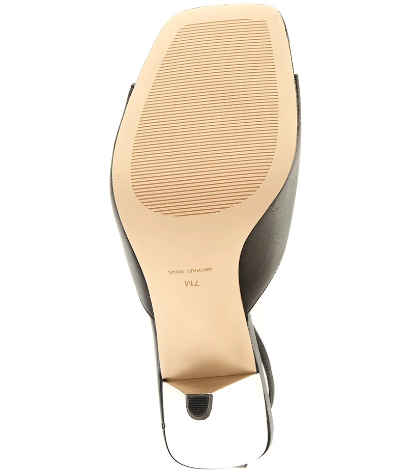 Michael Kors Electra Leather Ankle Strap High Heel Cone Dress Sandals