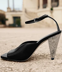 Michael Kors Electra Leather Ankle Strap High Heel Cone Dress Sandals