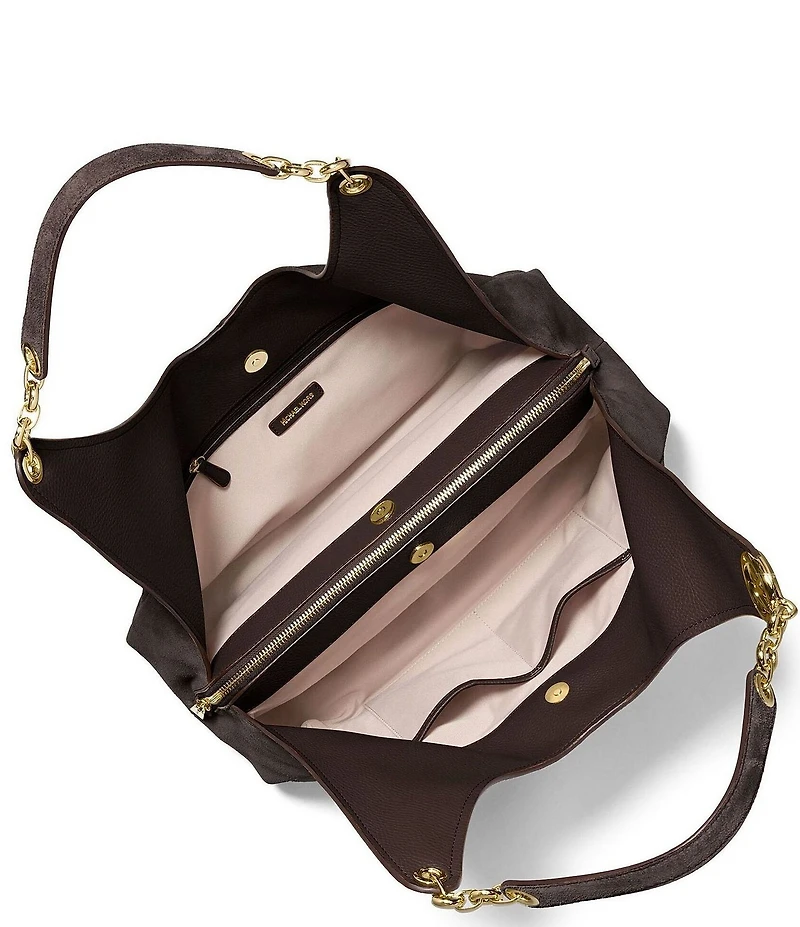 Michael Kors Ellie Large Triple Compartment Suede Shoulder Tote Bag