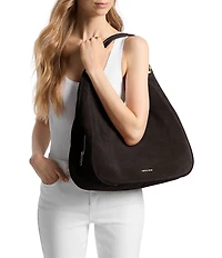 Michael Kors Ellie Large Triple Compartment Suede Shoulder Tote Bag
