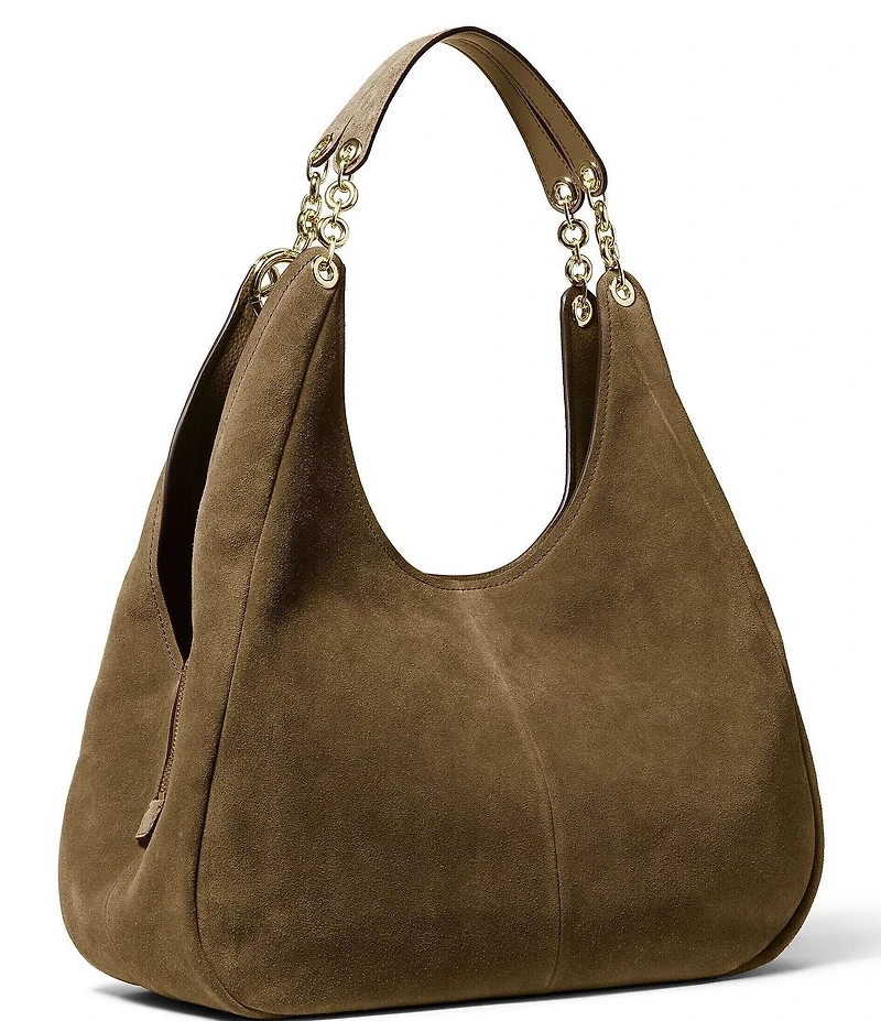 Michael Kors Ellie Large Triple Compartment Suede Shoulder Tote Bag
