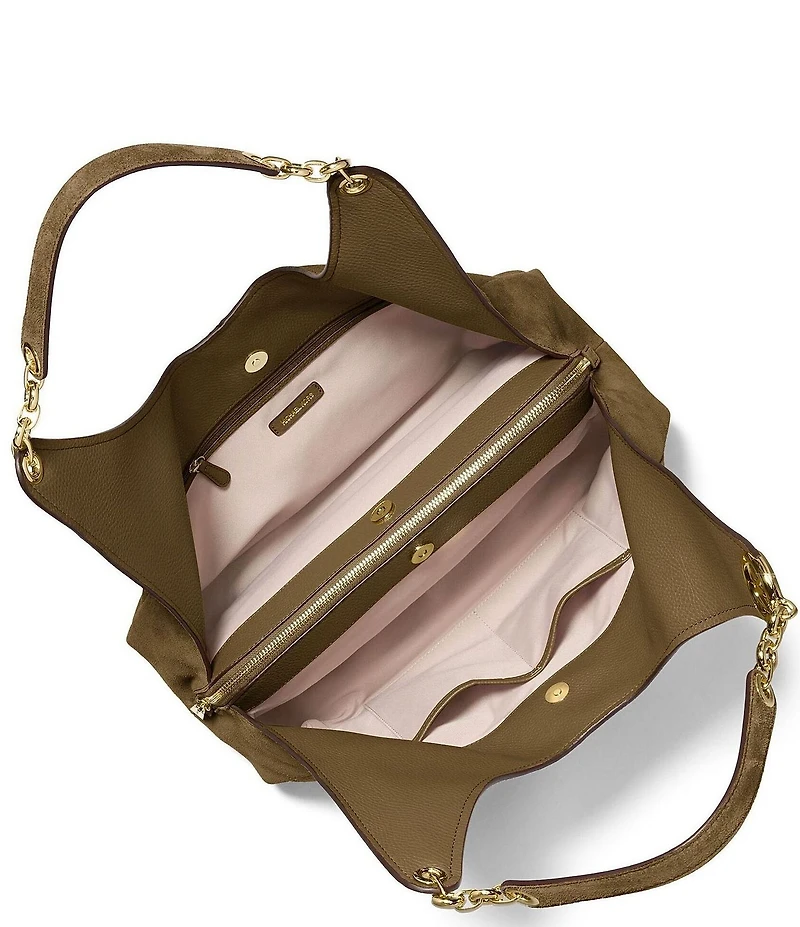 Michael Kors Ellie Large Triple Compartment Suede Shoulder Tote Bag