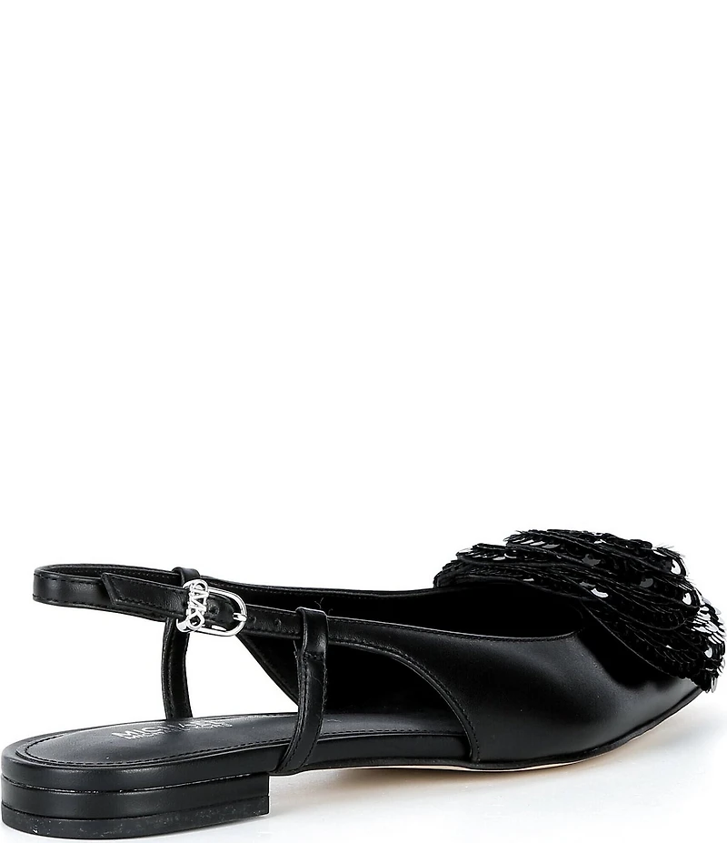 Michael Kors Elodie Floral Sequin and Leather Pointed Toe Slingback Flats