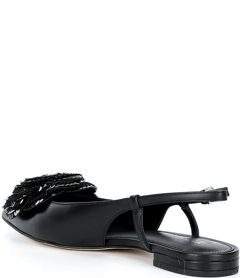 Michael Kors Elodie Floral Sequin and Leather Pointed Toe Slingback Flats