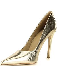 Michael Kors Elyse High Metallic Leather Pointed Toe Pumps