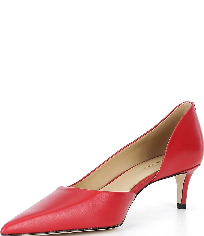 Michael Kors Elyse Leather d'Orsay Kitten Heel Pumps