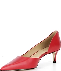 Michael Kors Elyse Leather d'Orsay Kitten Heel Pumps