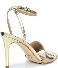Michael Kors Elyse Metallic Crush Leather Ankle Strap Dress Sandals