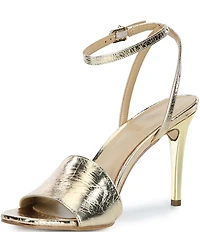Michael Kors Elyse Metallic Crush Leather Ankle Strap Dress Sandals