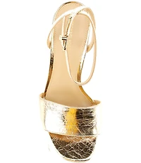 Michael Kors Elyse Metallic Crush Leather Ankle Strap Dress Sandals