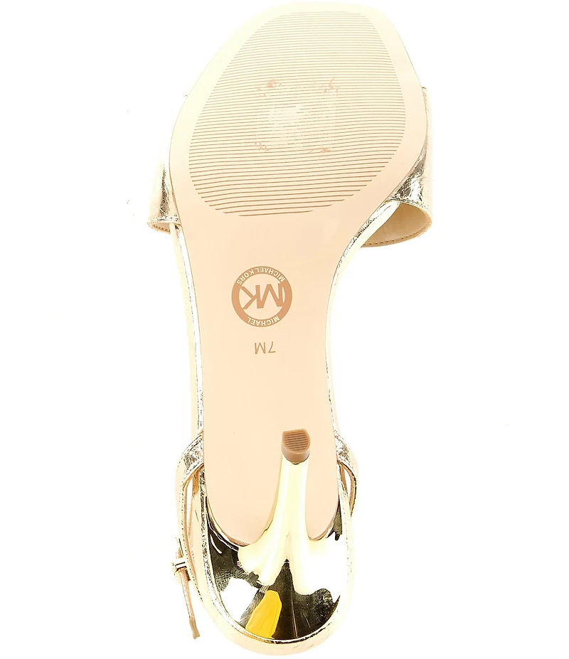 Michael Kors Elyse Metallic Crush Leather Ankle Strap Dress Sandals