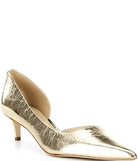 Michael Kors Elyse Metallic Crush Leather d'Orsay Kitten Heel Pumps
