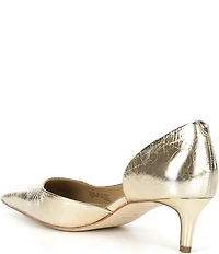 Michael Kors Elyse Metallic Crush Leather d'Orsay Kitten Heel Pumps