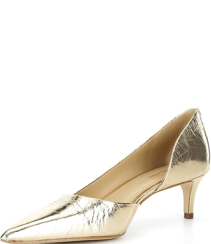 Michael Kors Elyse Metallic Crush Leather d'Orsay Kitten Heel Pumps