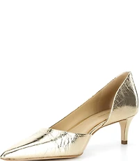 Michael Kors Elyse Metallic Crush Leather d'Orsay Kitten Heel Pumps