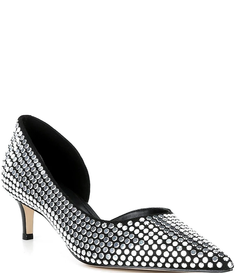 Michael Kors Elyse Nailhead Studded Kitten Heel d'Orsay Pumps