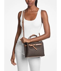 Michael Kors Emilia Signature Logo Belted Small Satchel Bag