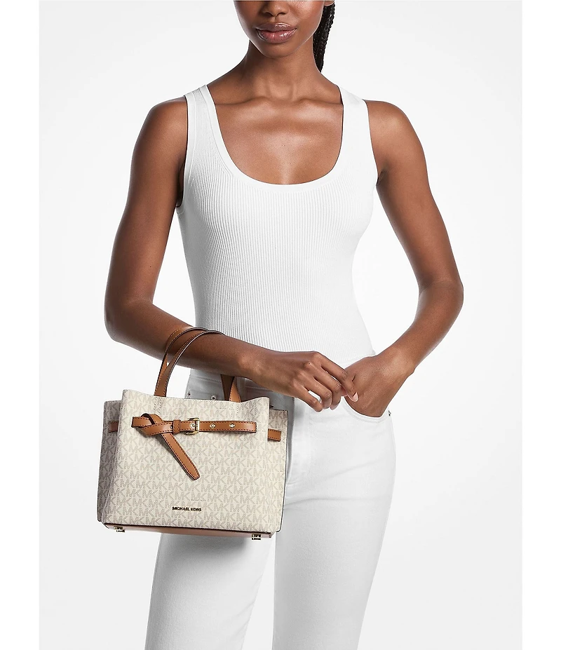 Michael Kors Emilia Signature Logo Belted Small Satchel Bag