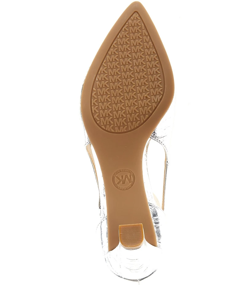 Michael Kors Emily Flex Metallic Leather Logo Hardware Cut Out Pumps