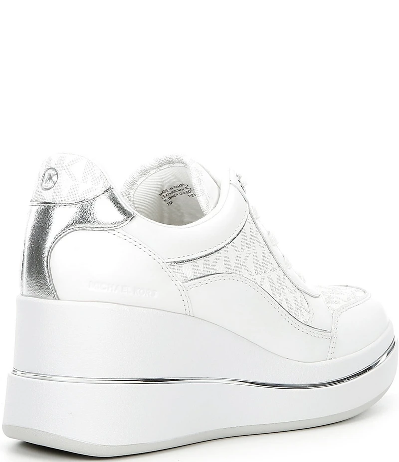 Michael Kors Emmy Leather Logo Lace Up Wedge Trainer Sneakers