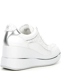 Michael Kors Emmy Leather Logo Lace Up Wedge Trainer Sneakers