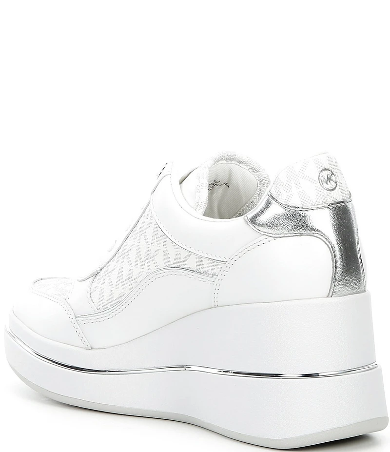 Michael Kors Emmy Leather Logo Lace Up Wedge Trainer Sneakers