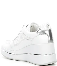 Michael Kors Emmy Leather Logo Lace Up Wedge Trainer Sneakers