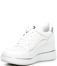 Michael Kors Emmy Leather Logo Lace Up Wedge Trainer Sneakers