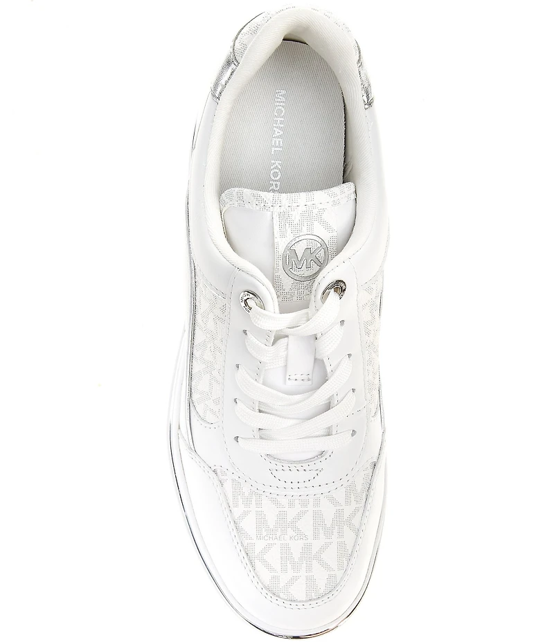 Michael Kors Emmy Leather Logo Lace Up Wedge Trainer Sneakers