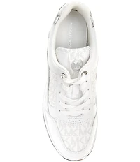 Michael Kors Emmy Leather Logo Lace Up Wedge Trainer Sneakers