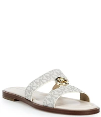 Michael Kors Erin Signature MK Print Flat Slide Sandals