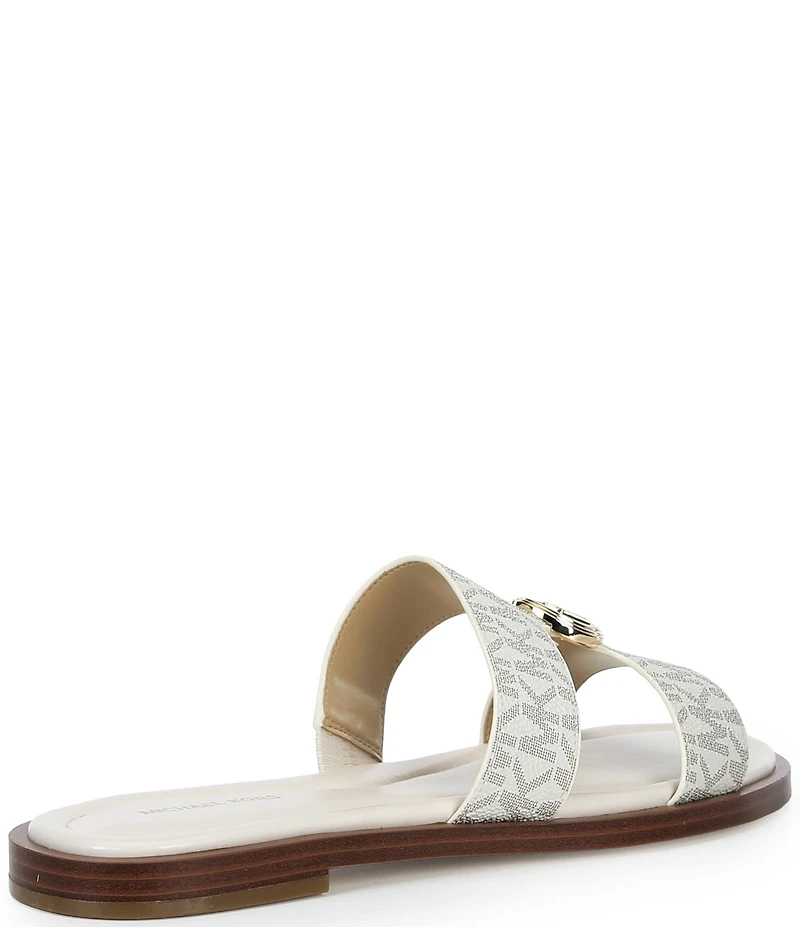 Michael Kors Erin Signature MK Print Flat Slide Sandals